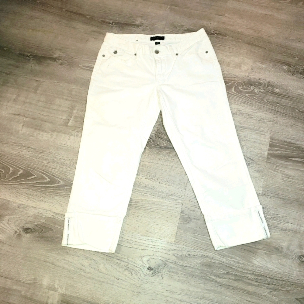 Banana Republic White Jeans Crop Cuff Stretch Jeans